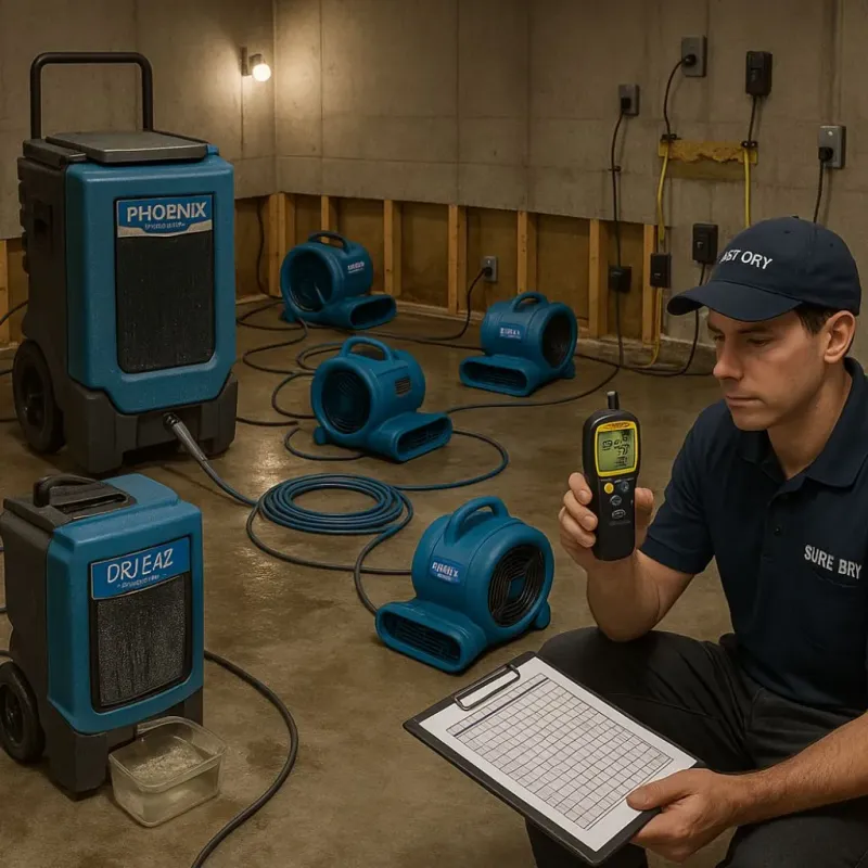 Structural Drying and Dehumidification process in Urania, LA